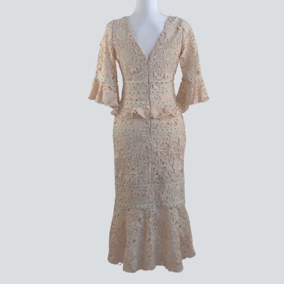 NICOLE MILLER Women's Flutter Sleeve Embroidered Dress Size 0 - Picture 4 of 11